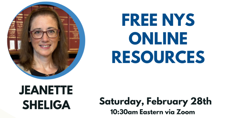 NCGS February 2026 Program: “Free NYS Online Resources” by Jeanette Sheliga