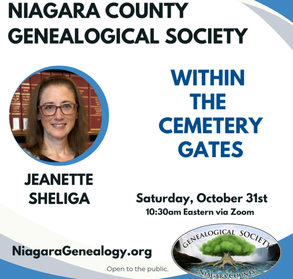 NCGS October 2026 Program: “Within the Cemetery Gates” by Jeanette Sheliga